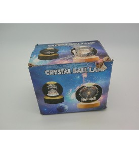 Lampka Nocna Crystal Ball 3D Szklana Kula Kot Kwiaty Motyl LED Drewniana USB