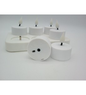 ŚWIECE LED BEZPŁOMIENIOWE 6 szt. AKUMULATOROWE PODGRZEWACZE USB ŁADOWANE