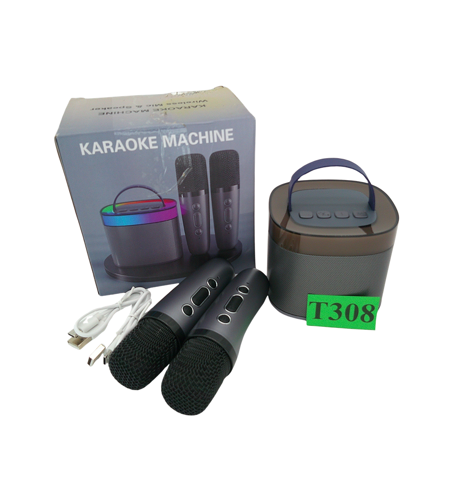 ZESTAW KARAOKE DLA DZIECI GŁOŚNIK LED + 2 MIKROFONY BEZPRZEWODOWE USB-C