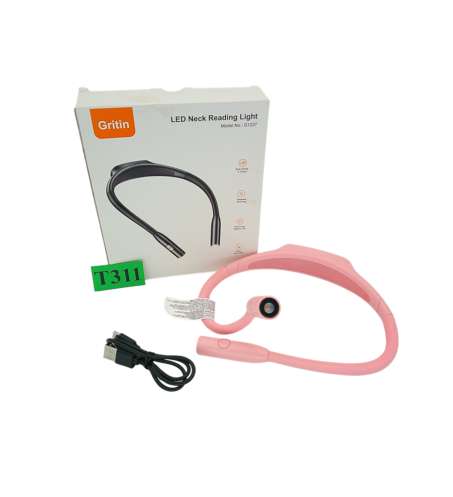 GRITIN LAMPKA DO CZYTANIA NA SZYJĘ LED 3 BARWY ŚWIATŁA USB-C RÓŻOWA