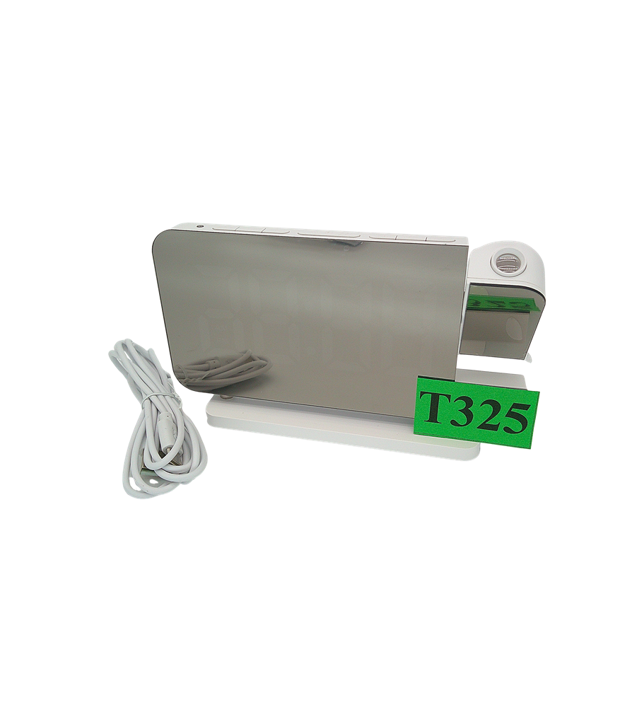 BUDZIK CYFROWY EN8853B RGB Z PROJEKTOREM LUSTRZANY LED USB-C BIAŁY